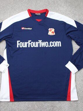 Swindon Town Football Shirt Men Large Blue Lotto 2008/09 Away Long Sleeve Soccer